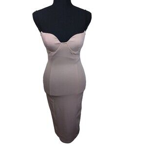 Pink Boutique Arion Dress Midi Bodycon Nude Size 6